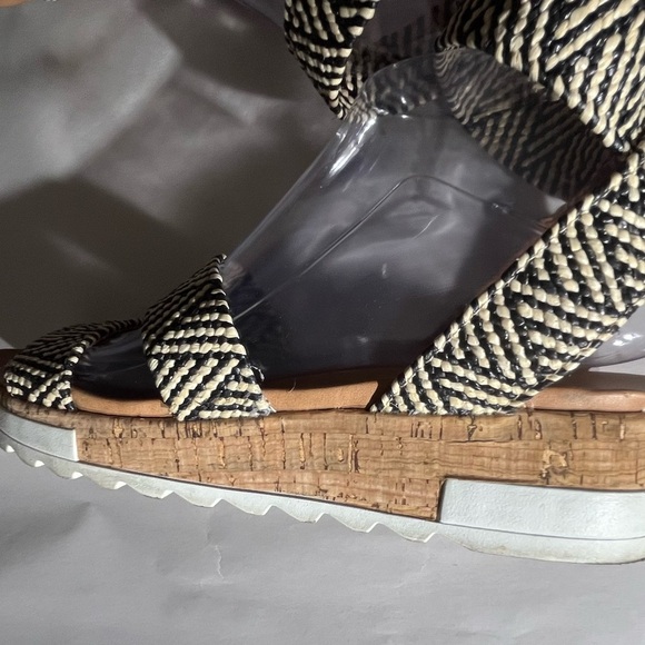 Catherine Malandrino Boho festival Wedge Platform Black and White Sandals size 9 - Picture 4 of 11